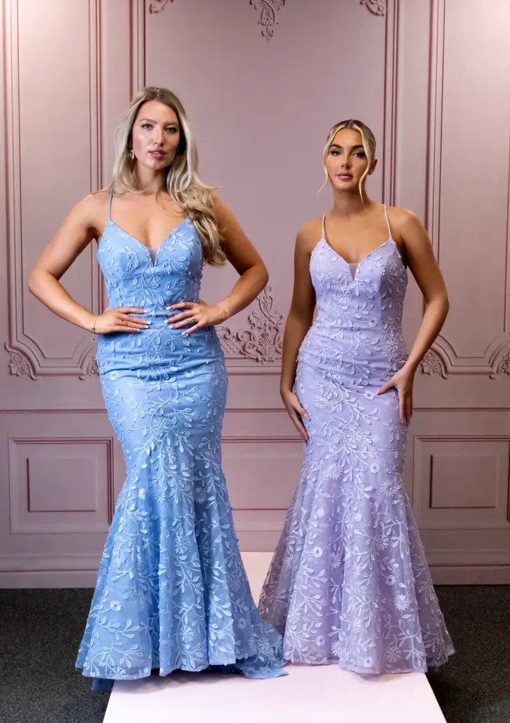 Lilac and blue prom dress