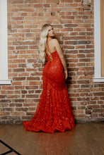 Load image into Gallery viewer, red floral prom dress
