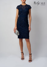 Load image into Gallery viewer, Navy blue fitted outfit for mother of the bride and groom 
