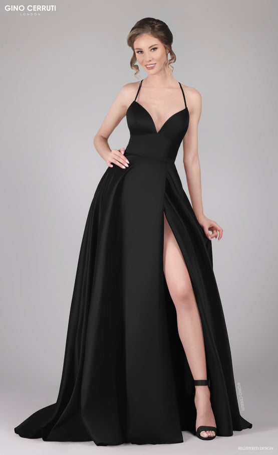 Black satin prom dress