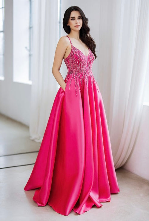 Shocking pink prom dress