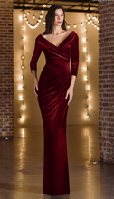 Load image into Gallery viewer, Burgundy Velvet Evening Dress
