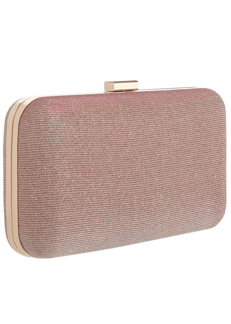 Rose gold glitter clutch bag 