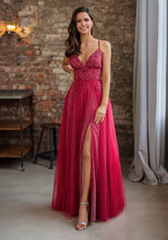 Load image into Gallery viewer, Red glitter prom dress
