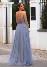 Load image into Gallery viewer, Glitter Blue prom dress

