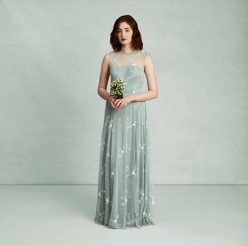 Floral green bridesmaids dress