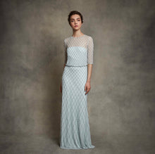 Load image into Gallery viewer, Ice Blue Beaded long sleeve dress
