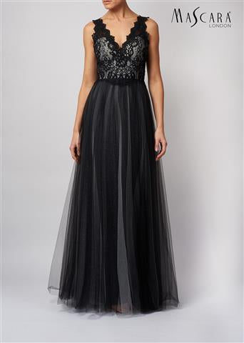 Black and white evening dress